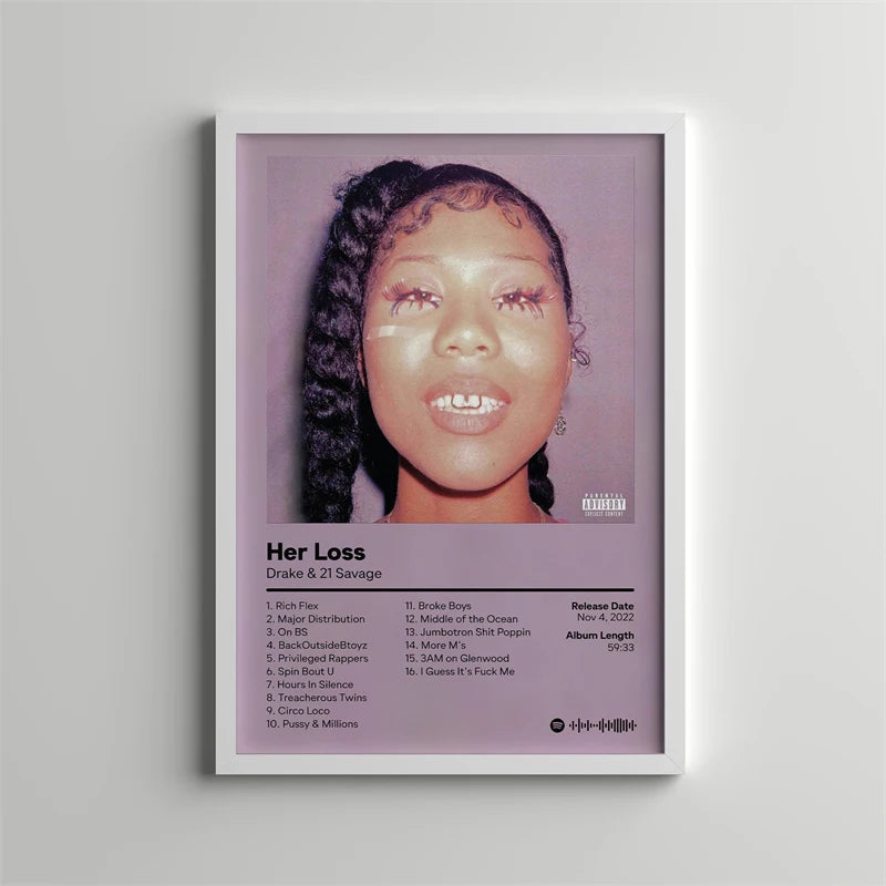 Drake Pop Rap Music Album Cover Poster Aesthetic Rapper Hip Hop Rock Nothing Was the Same Her Loss Canvas Painting Wall Decor